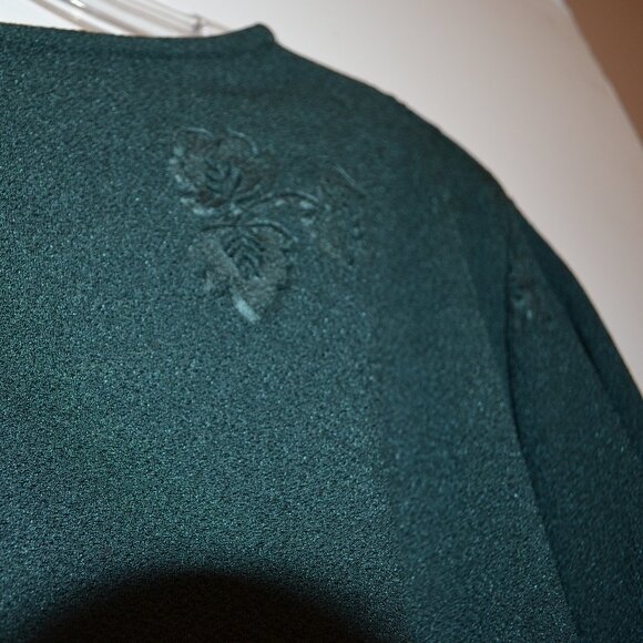 BonWorth Dark Green Polyester Short Sleeves Pressed-up Floral Texture Blouse L - Picture 5 of 13